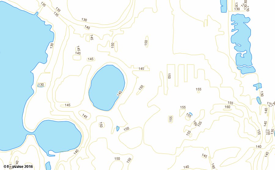 Elevation Contours Florida Map as shown in MapWise online mapping tool.