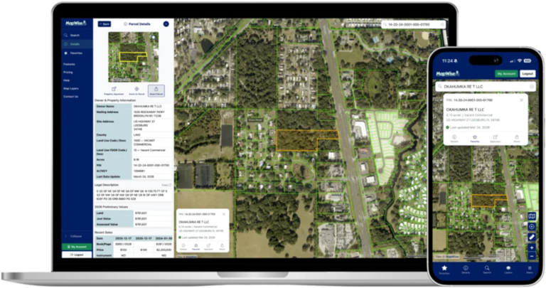MapWise Explorer on a laptop and a phone