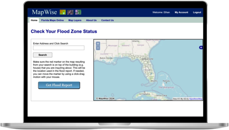 Flood Zone Tool on a laptop and a phone