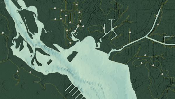 DEM and Bathymetry Hillshaded Coastal Map Sample