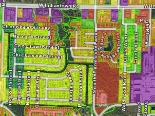 Year Built colored by decade Map Example